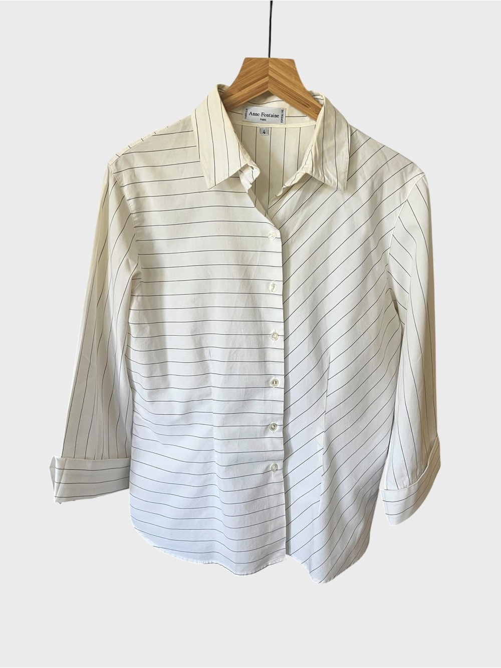 Anne Fontaine White Blouse with Black Pinstripes